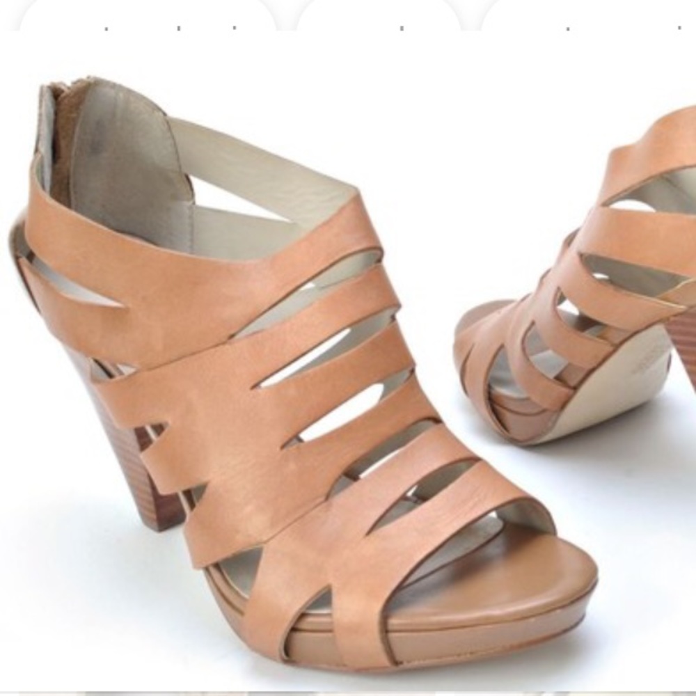 Franco Sarto Nude leather cutout heel sandals
